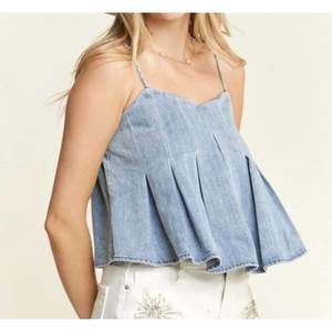 NEW MADELYN kenet front pleated denim tank top in blue